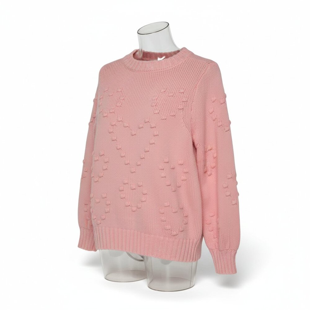 Crown & Ivy Women's Heart Cable Sweater Pink Small